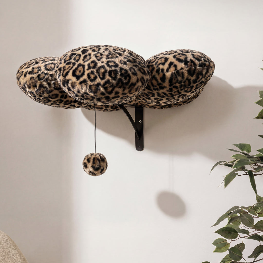 PurrWall leopar desenli duvara monte kedi yatağı
