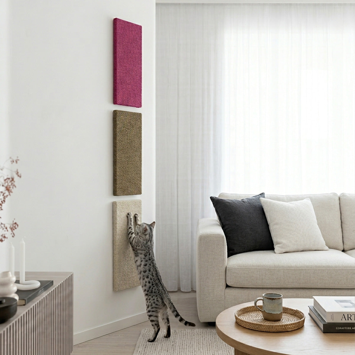 PurrPanel doğal jüt tırmalama yüzeyi yakın çekim detayı